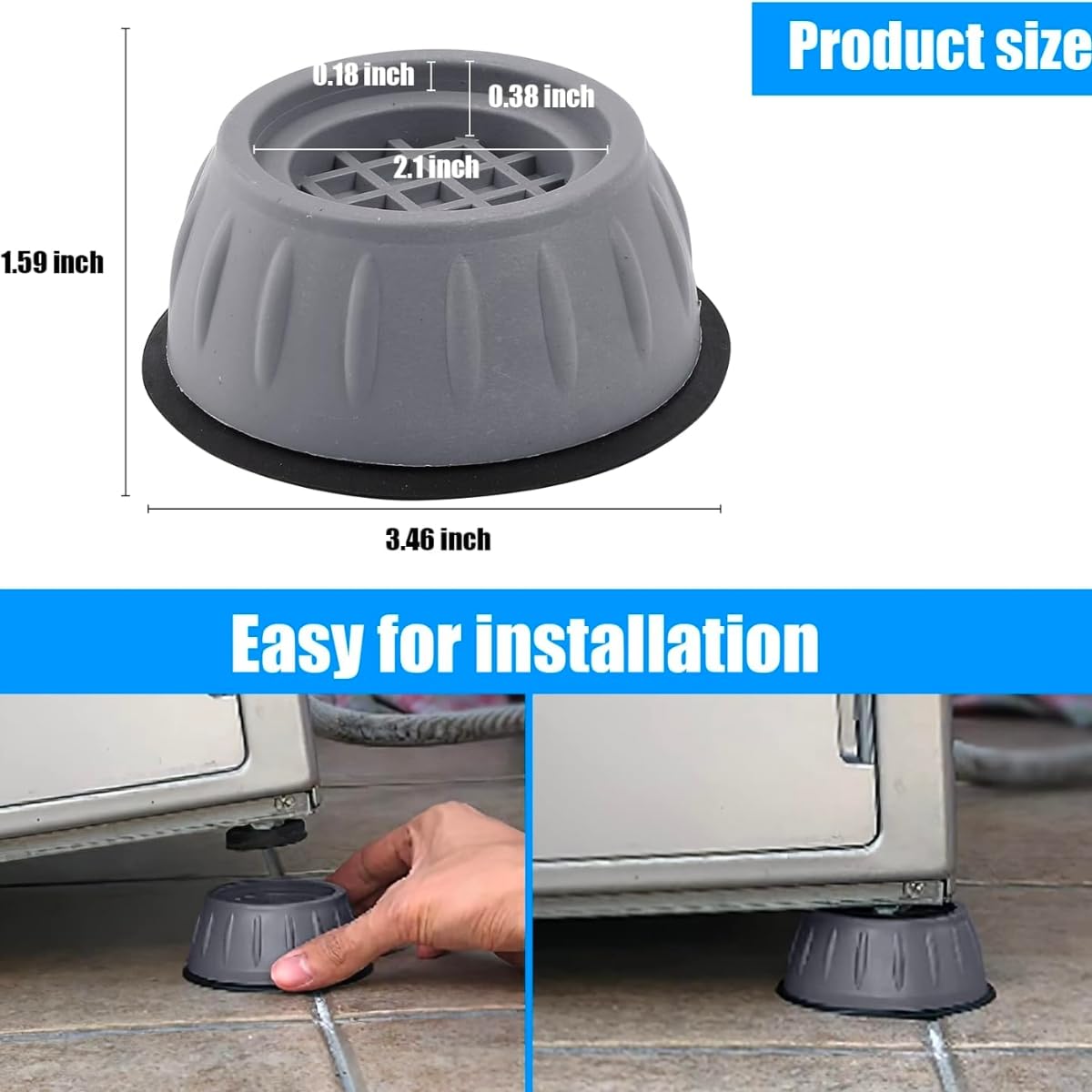 Dadop 4Pcs Anti Vibration Pads for Washing Machine and Dryer Shock and Noise Cancelling Washing Machine