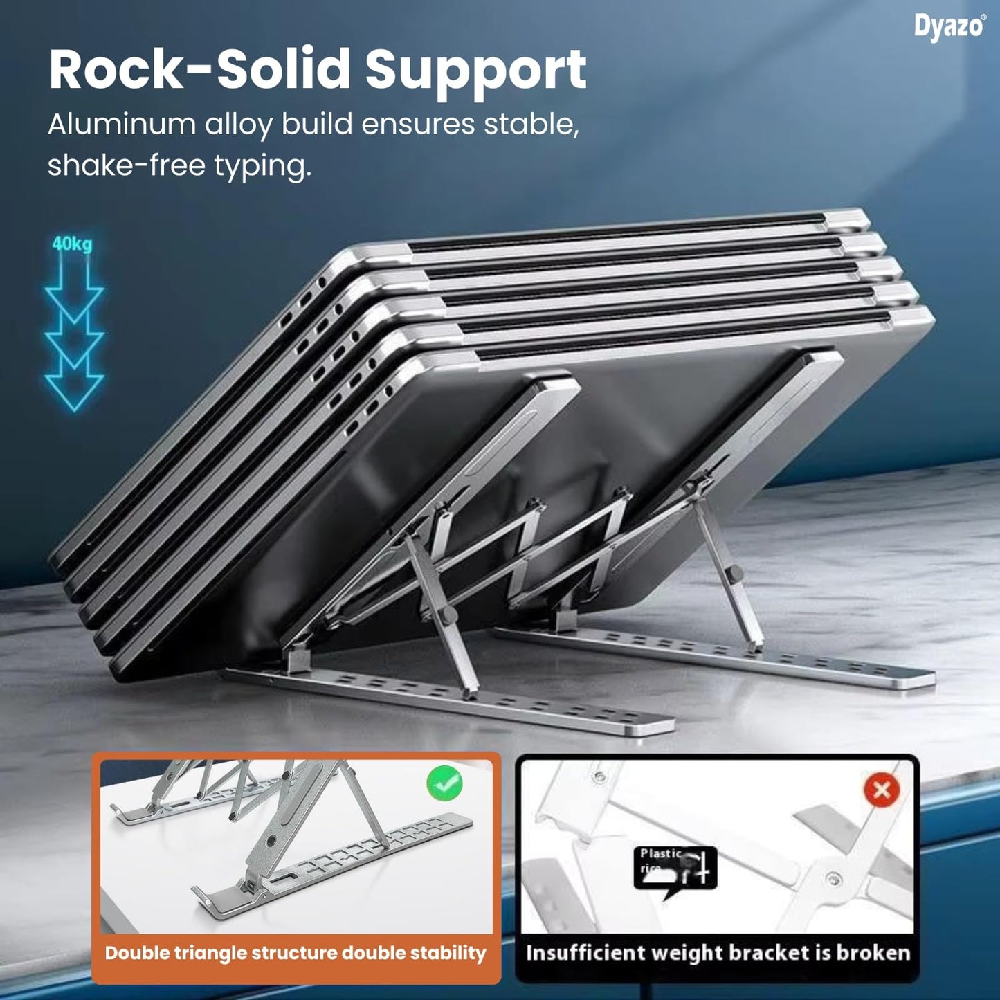 Foldable Aluminum Adjustable Laptop Stand – Ergonomic & Portable